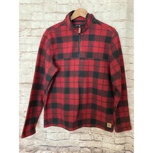 John Wayne Jacket Mens Medium Red Buffalo Plaid Quarter Zip Up Flannel